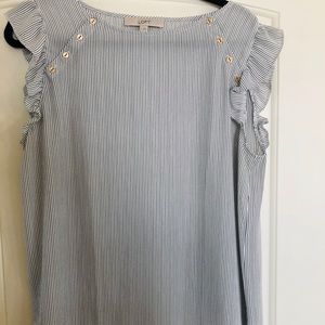 Ann Taylor LOFT Striped Ruffle Sleeve Blouse